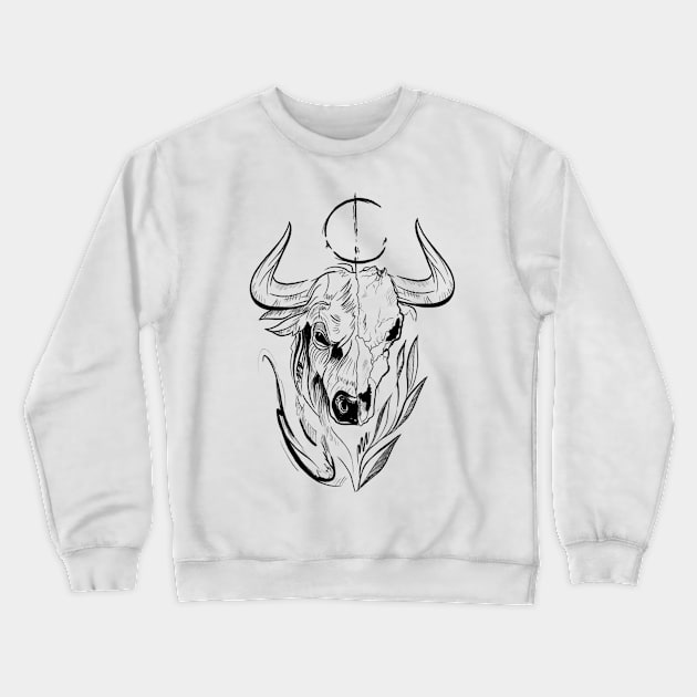 BullSkull Crewneck Sweatshirt by OktInk